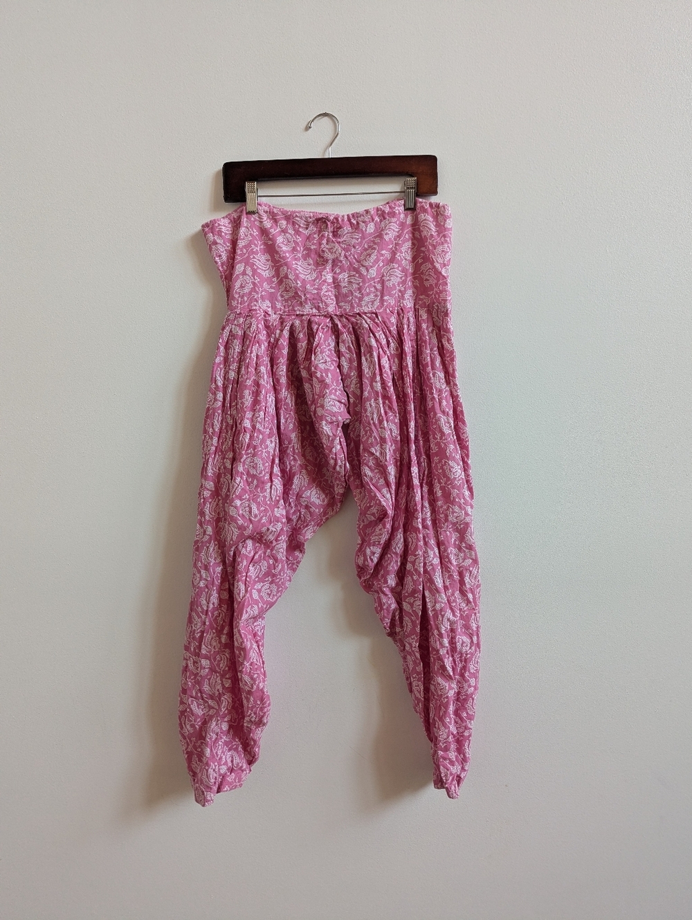 Women's Harem Pink Paisley Pants Medium Loose Casual India